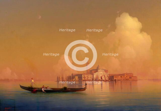 View of Venice with San Giorgio Maggiore and gondola, 1851. Creator: Aivazovsky, Ivan Konstantinovich (1817-1900).