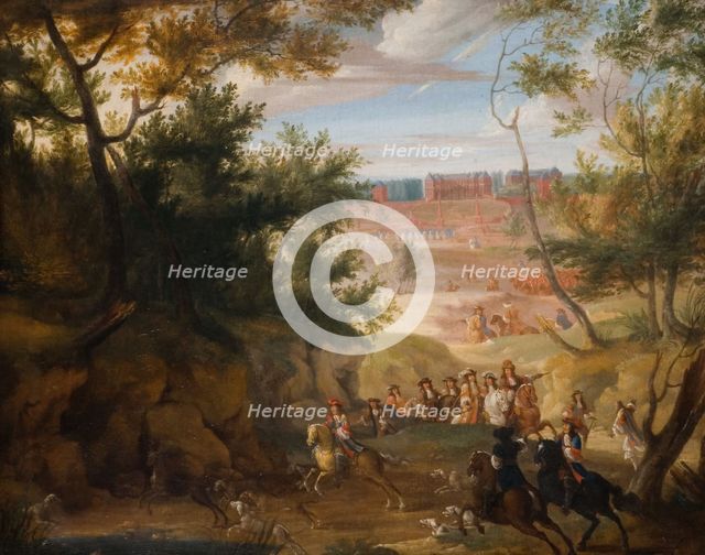 View Of Versailles With Louis XIV And Huntsmen, 1700. Creator: Adam Frans van der Meulen.