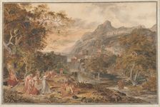 View of Vietri with Young Country Women Dancing for Shepherds in the Foreground, 1800. Creator: Joseph Anton Koch