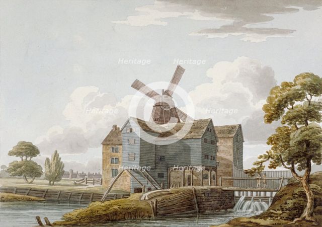 View of West Ham Mills by the River Lea, West Ham, Newham, London, c1800. Artist: Anon