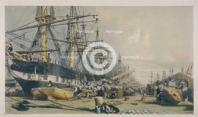 View of West India Docks from the south east, 1840. Artist: William Parrott