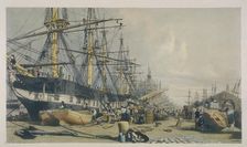 View of West India Docks from the south east, 1840. Artist: William Parrott