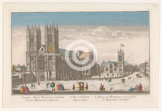 View of Westminster Abbey and St Margaret's church in London, 1745-1775. Creator: Anon.