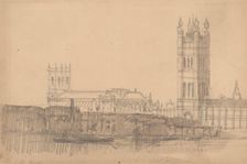 View of Westminster Abbey and the Houses of Parliament, c1860. Creator: David Roberts