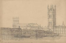 View of Westminster Abbey and the Houses of Parliament, c1860. Creator: David Roberts