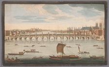 View of Westminster Bridge over the River Thames in London, viewed from the north, 1751. Creator: Fabr. Parr