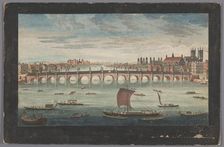 View of Westminster Bridge over the River Thames in London, viewed from the north, 1751. Creator: Fabr. Parr