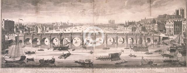View of Westminster Bridge, London, 1751. Artist: T Willson
