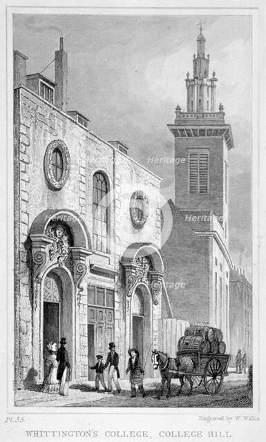 View of Whittington College, College Hill, City of London, 1830.                                     Artist: W Wallis
