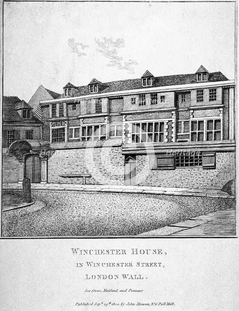 View of Winchester House in Winchester Place, London, 1800.                                  Artist: John Thomas Smith