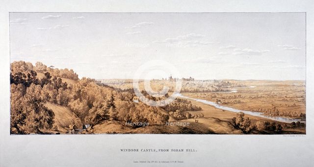 View of Windsor Castle from Egham Hill, Berkshire, 1851. Artist: Standidge & Co
