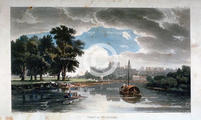 View of Windsor from the River Thames, Berkshire, c1820. Artist: J Bluck