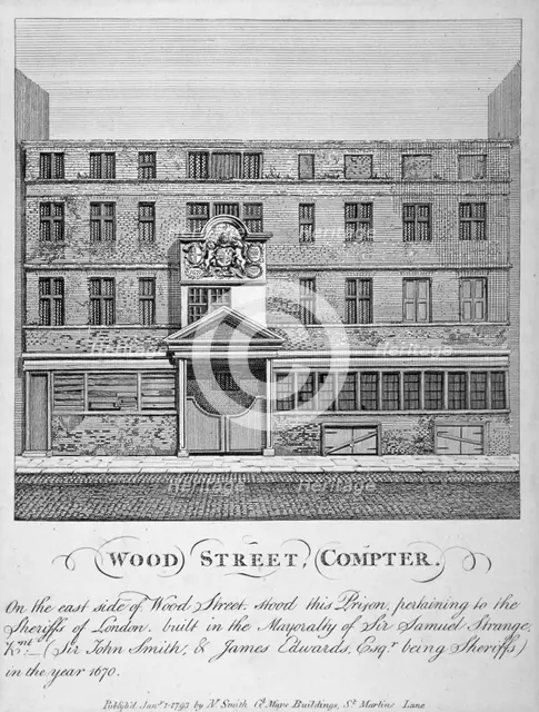 View of Wood Street Compter, City of London, 1793.             Artist: John Thomas Smith