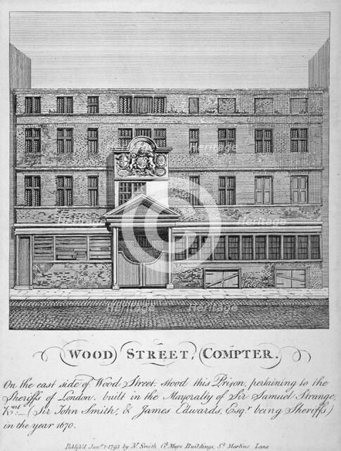 View of Wood Street Compter, City of London, 1793.             Artist: John Thomas Smith