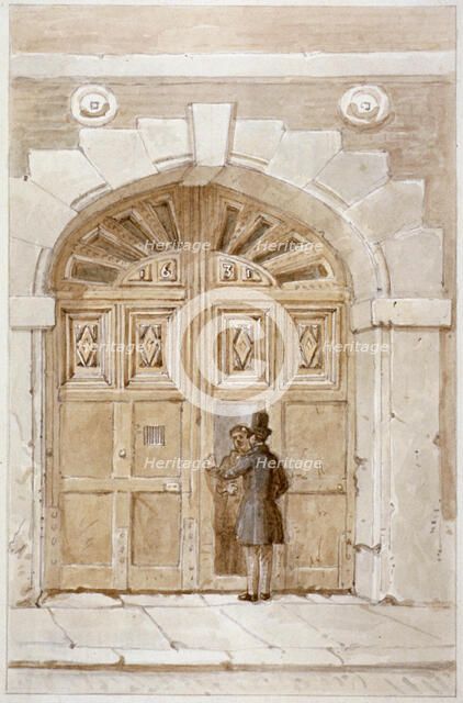 View of wooden gates dated 1631, at no 46 Lime Street, 1855. Artist: James Findlay