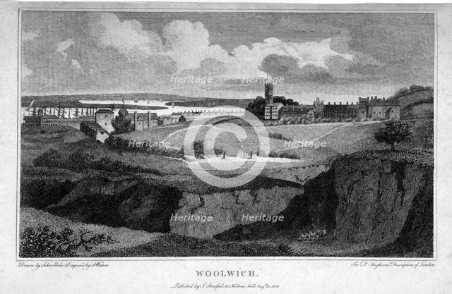 View of Woolwich with the River Thames in the distance, 1806. Artist: AW Warren