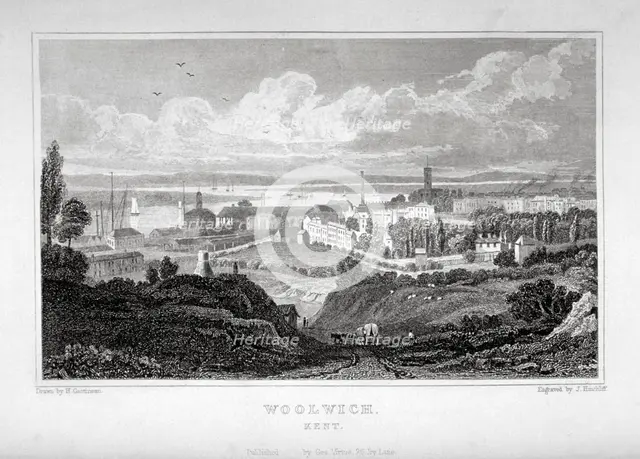 View of Woolwich with the River Thames in the distance, c1830. Artist: J Hinchcliff