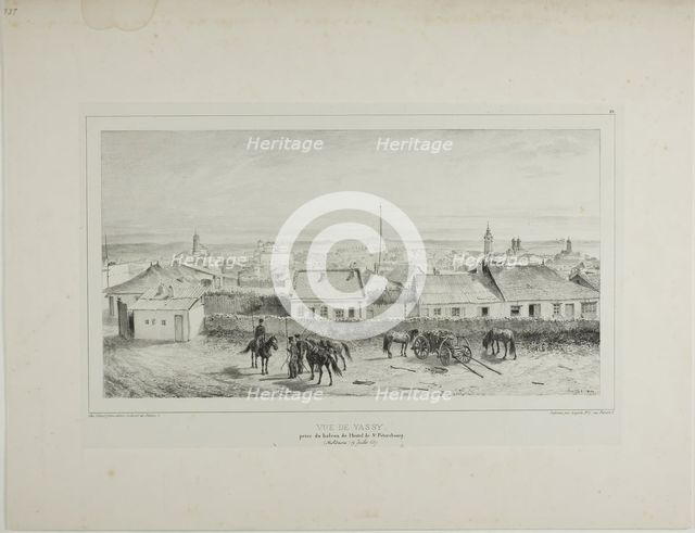 View of Yassy Taken from the Balcony of the St. Petersburg Hotel, Moldavia, July 19, 1837, 1840. Creator: Auguste Raffet.