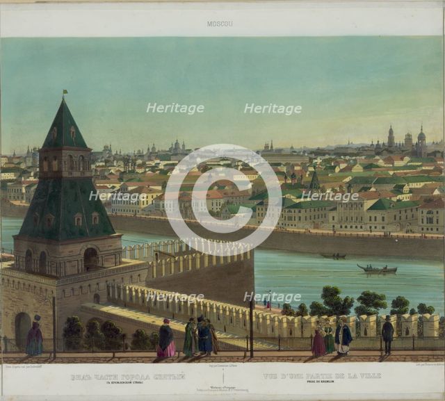 View of Zamoskvorechye from the Kremlin Wall (from a panoramic view of Moscow in 10 parts), ca 1848. Artist: Benoist, Philippe (1813-after 1879)