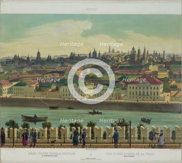 View of Zamoskvorechye from the Kremlin Wall (from a panoramic view of Moscow in 10 parts), ca 1848. Artist: Benoist, Philippe (1813-after 1879)