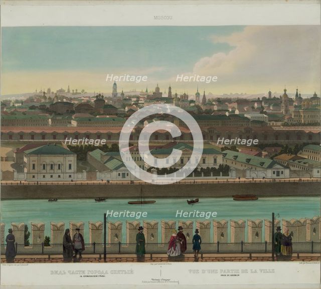 View of Zamoskvorechye from the Kremlin Wall (from a panoramic view of Moscow in 10 parts), ca 1848. Artist: Benoist, Philippe (1813-after 1879)
