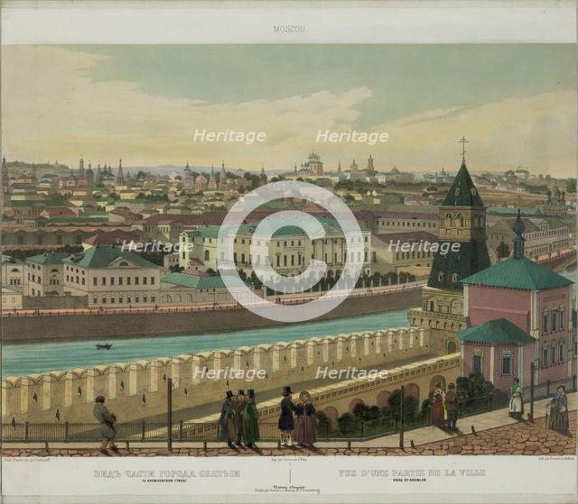 View of Zamoskvorechye from the Kremlin Wall (from a panoramic view of Moscow in 10 parts), ca 1848. Artist: Benoist, Philippe (1813-after 1879)