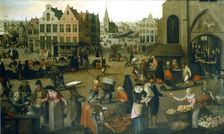 View of a market place c1570-1603. Artist: Hendrick van Steenwijck the Elder