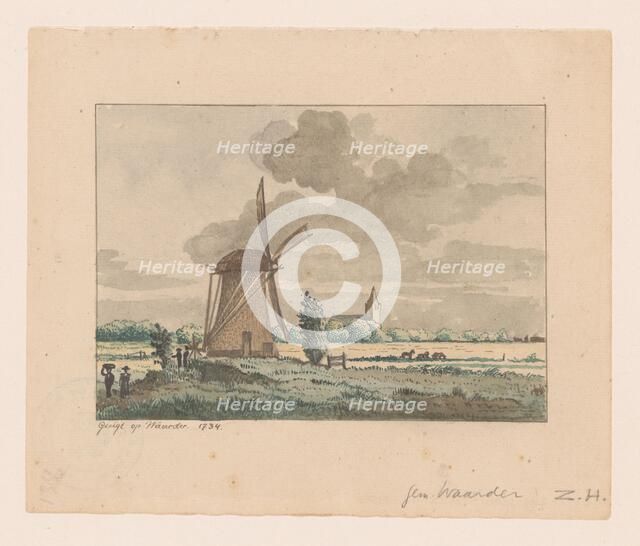 View of a mill in Waarder, 1734. Creator: Anon.