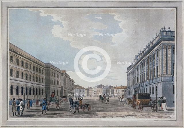 View of a Millionnaya Street and the Marble Palace Through the Field of Mars, 1790. Artist: Malton, Thomas, the Elder (1726–1801)