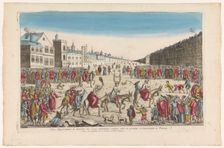 View of a mockery of cheaters on a square in Venice, 1759-c.1796. Creators: Louis-Joseph Mondhare, Anon