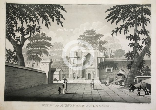 View of a Mosque at Chunar, pub. 1810 (engraving). Creator: James Moffat (1775 - 1815).