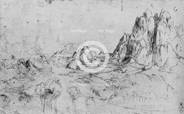 'View of a Mountain Range', c1480 (1945). Artist: Leonardo da Vinci.