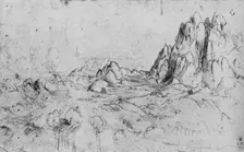 View of a Mountain Range c1480 (1945). Artist: Leonardo da Vinci