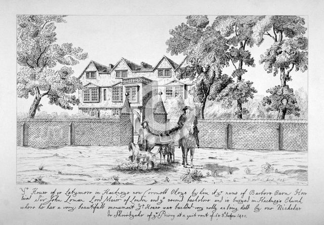 View of a building known as Barber's Barn, Mare Street, Hackney, London, c1854.    Artist: Anon