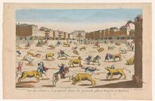 View of a bullfight on the Plaza Mayor in Madrid, 1759-c.1796. Creator: Louis-Joseph Mondhare