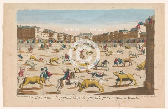 View of a bullfight on the Plaza Mayor in Madrid, 1759-c.1796. Creator: Louis-Joseph Mondhare.