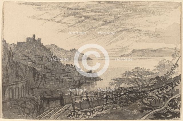 View of a Bay from a Hillside (Amalfi), 1884/1885. Creator: Edward Lear.