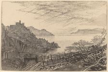 View of a Bay from a Hillside (Amalfi), 1884/1885. Creator: Edward Lear