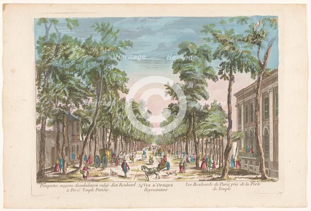 View of a boulevard in Paris seen from Porte du Temple, 1745-1775. Creator: Anon.