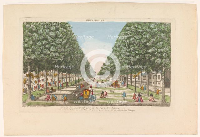 View of a boulevard in Paris seen from the Porte Saint-Antoine, 1759-c.1796. Creators: Louis-Joseph Mondhare, Anon.
