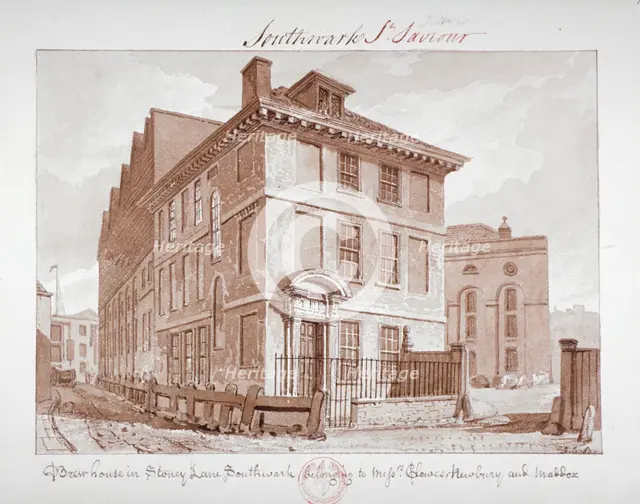 View of a brew house on Stoney Lane, Bermondsey, Southwark, London, c1827. Artist: John Chessell Buckler