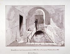 View of a brick bath or reservoir discovered in Strand Lane, Westminster, London, 1841. Artist: Anon