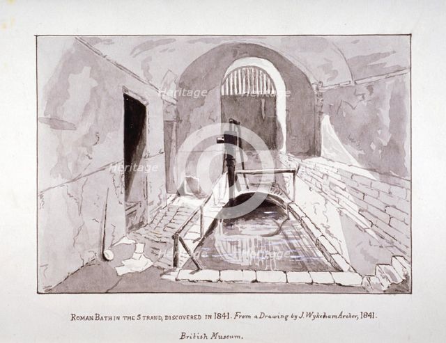 View of a brick bath or reservoir discovered in Strand Lane, Westminster, London, 1841. Artist: Anon