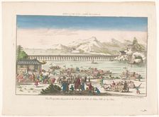 View of a bridge and a harbor in Beijing, 1745-1775. Creator: Anon