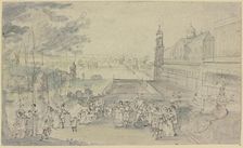 View of a castle with a garden party, mid-17th century. Creator: Johann Wilhelm Baur