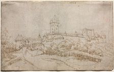 View of a Castle (recto); Eight-Sided Cup (verso), 1513. Creator: Wolfgang Huber (Austrian, 1490-1553)