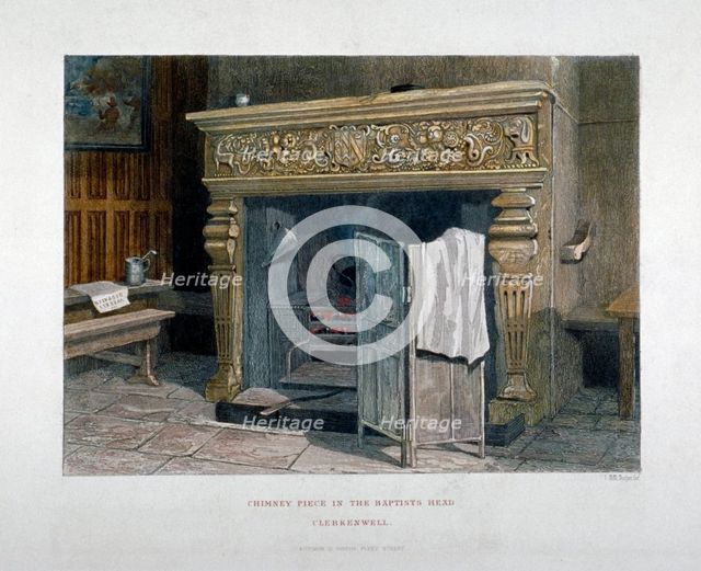 View of a chimney piece in the Baptist's Head Inn, Clerkenwell, London, 1851. Artist: John Wykeham Archer