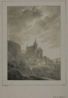 View of a Church, 1818. Creators: Jean-Baptiste Isabey, Godefroy Engelmann
