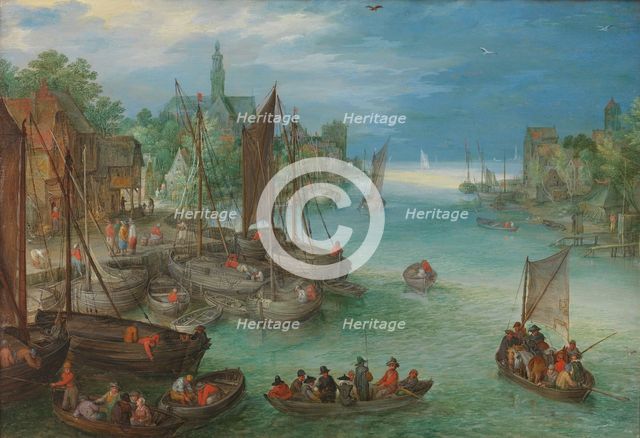 View of a City along a River, c.1630. Creator: Jan Brueghel the Elder.