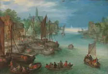 View of a City along a River, c.1630. Creator: Jan Brueghel the Elder